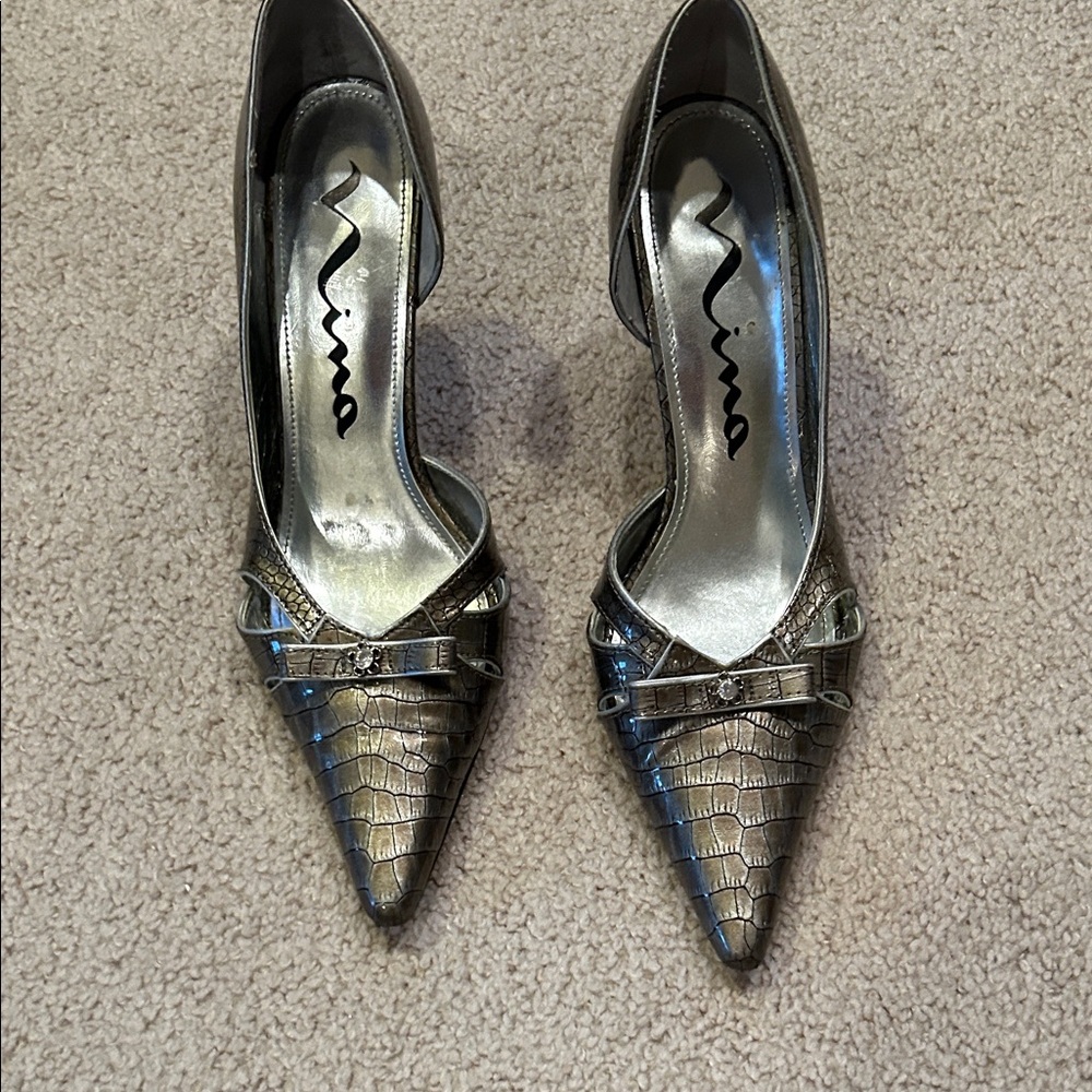 Nina Metallic Textured Heels